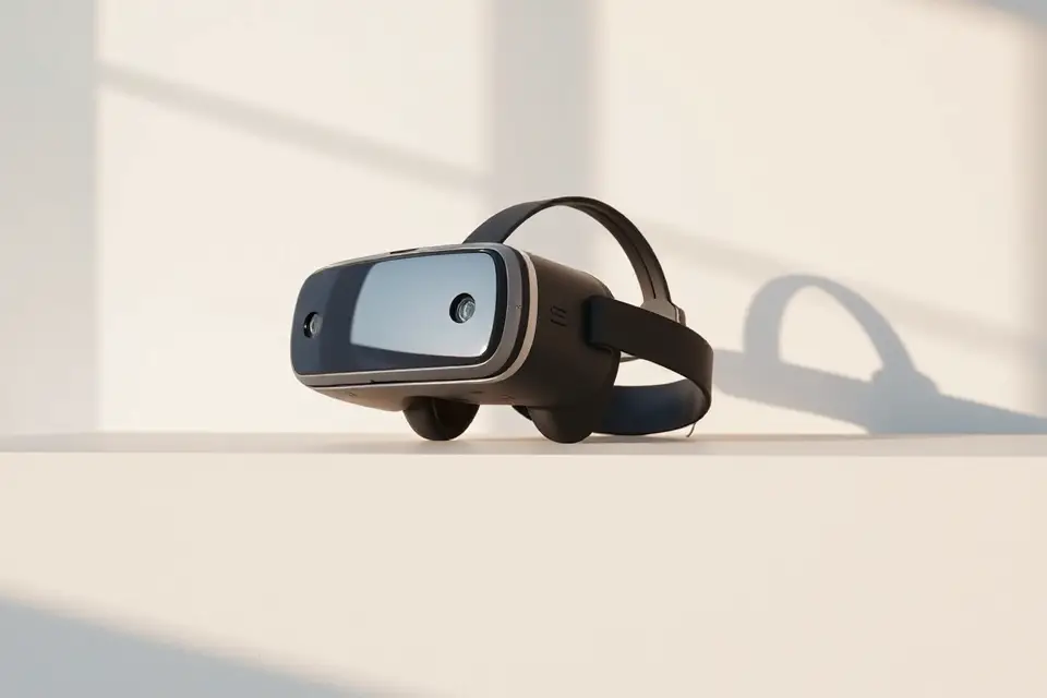 vr headset against wall