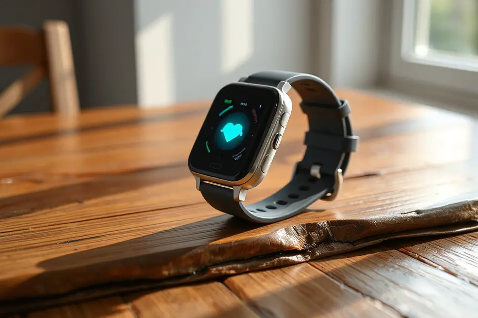 wearable device on wood