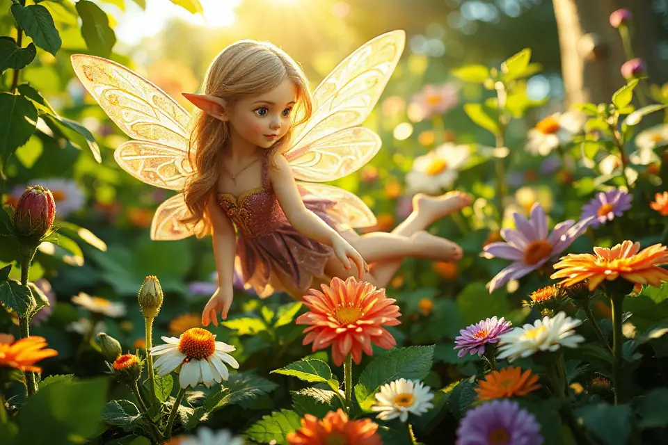 whimsical fairy in garden