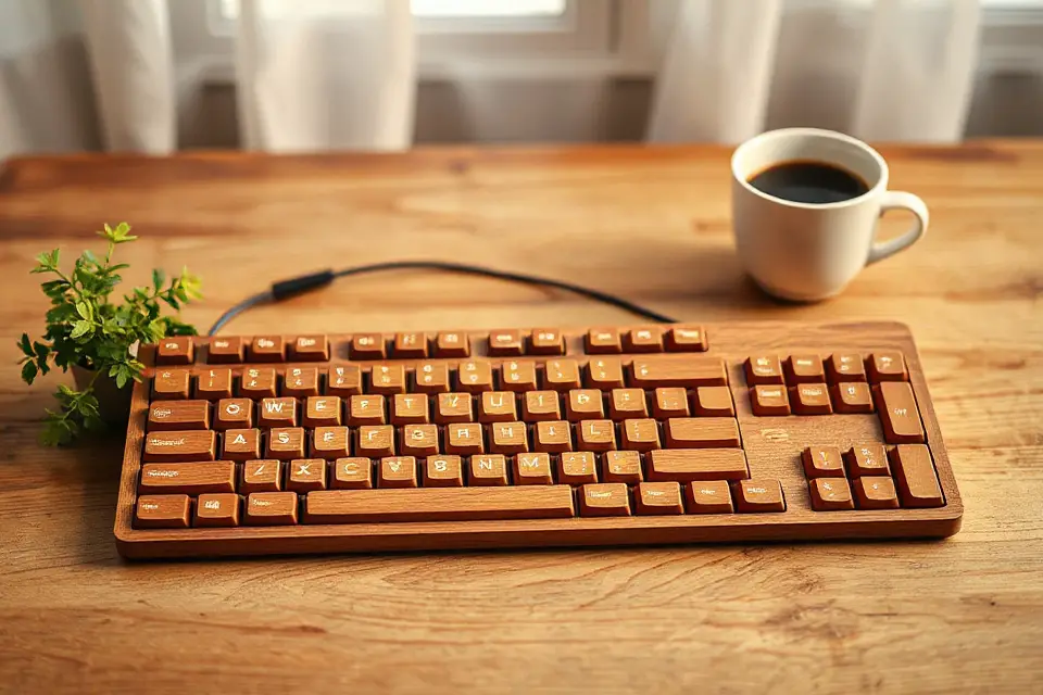 wooden keyboard banal photo