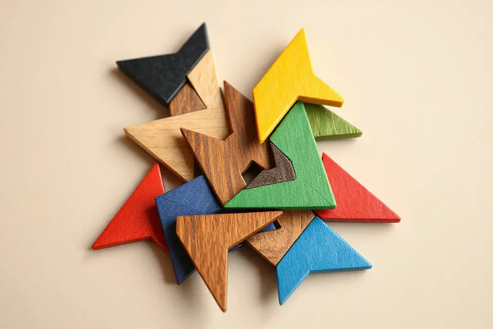 wooden tangram pieces photo
